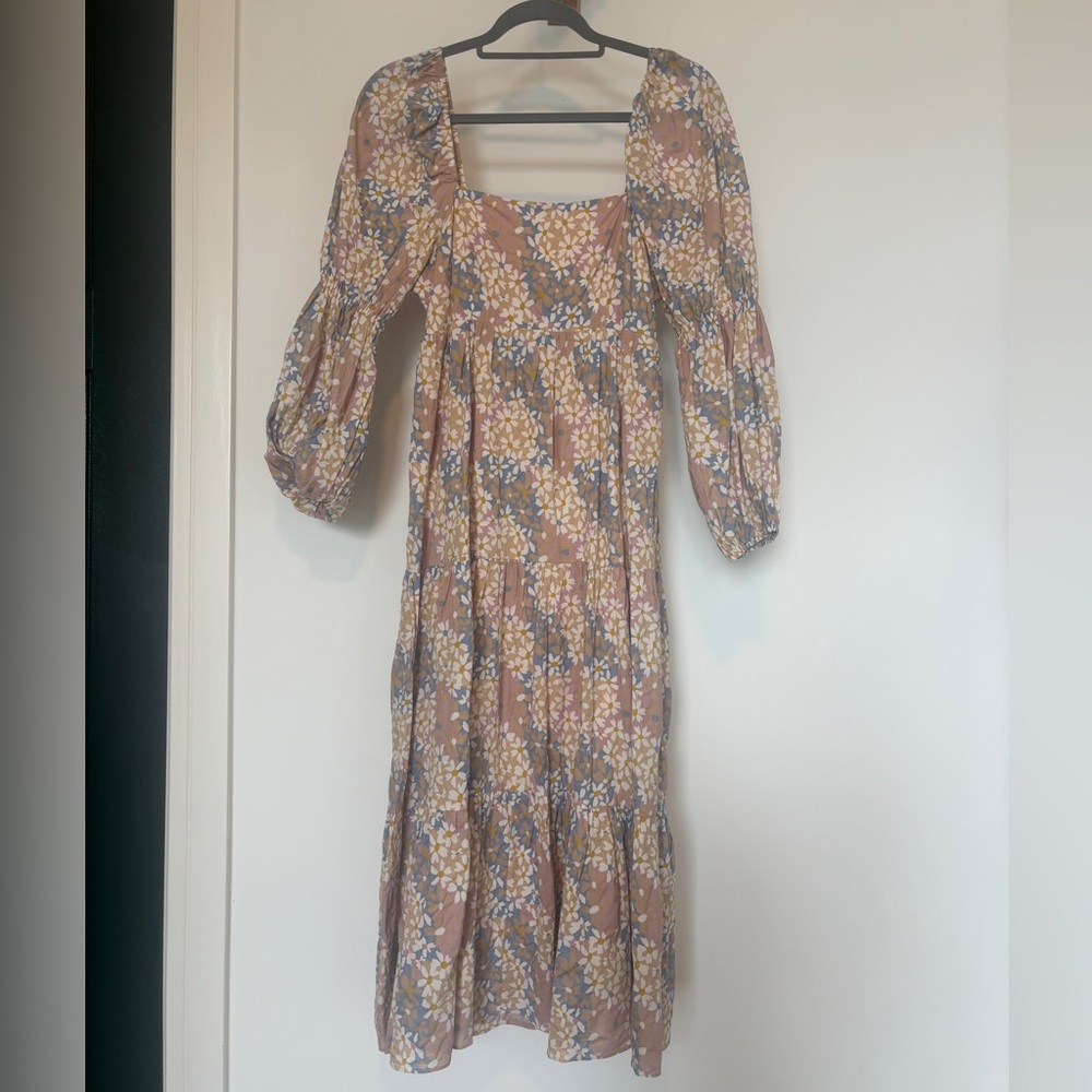 Storia Pink and Blue Floral Long Sleeve Dress